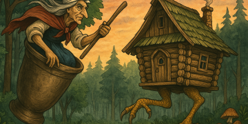 Baba Yaga Flying in a Mortar